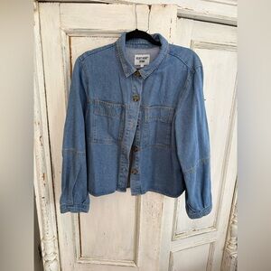 Velvet Heart Denim Button-Up Jacket, Size Large.